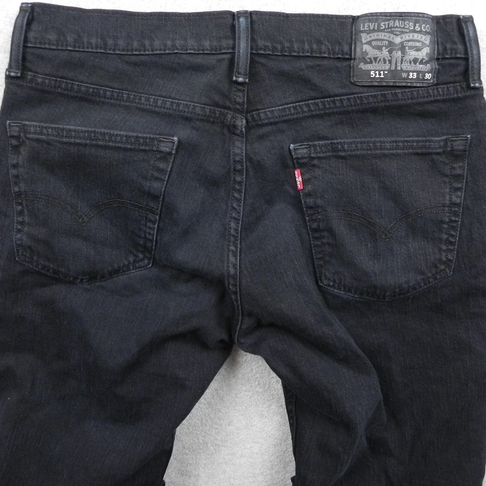 Levi's 511 Jeans Mens 33x30 Slim Fit Black Denim Pants Stretch Everyday Casual